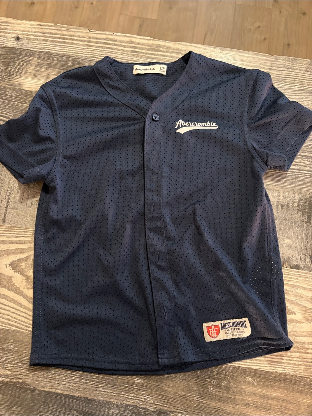 abercrombie kids Navy Short-Sleeve Mesh Button-Front baseball Jersey